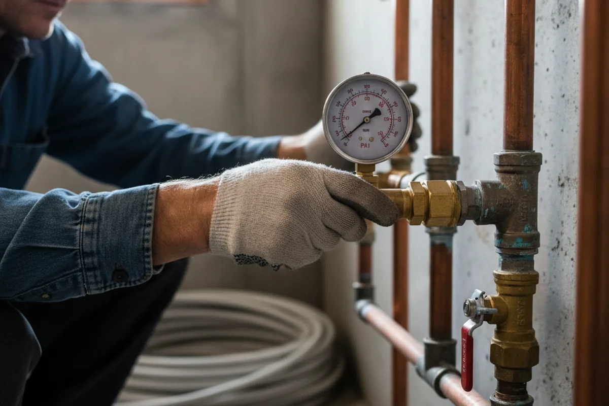 Pressure testing a repaired line during Water Line Repair in Lindstrom